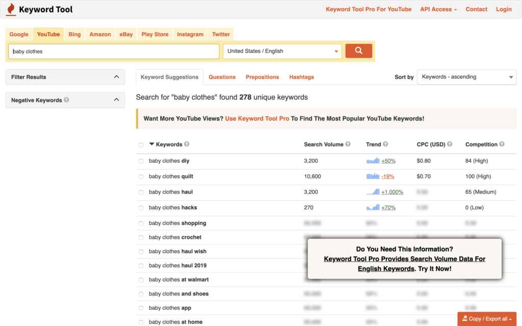 Keyword Tool