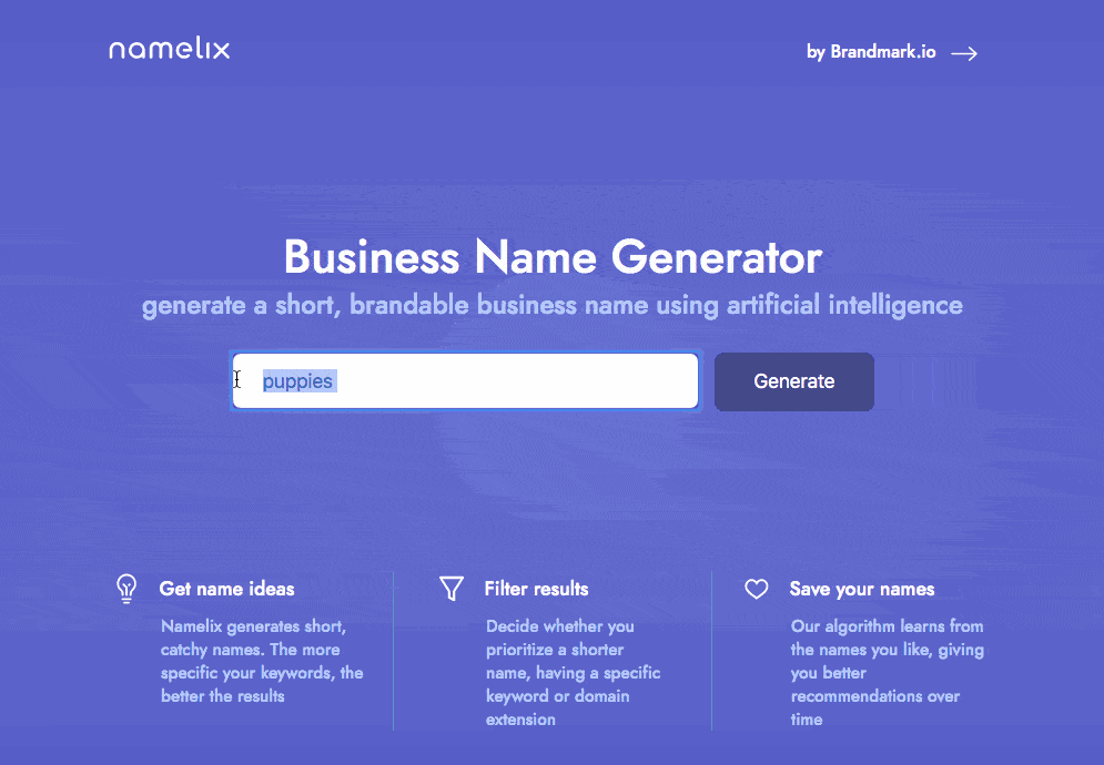 namelix loading microinteraction