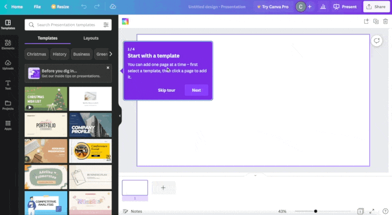 Canva onboarding