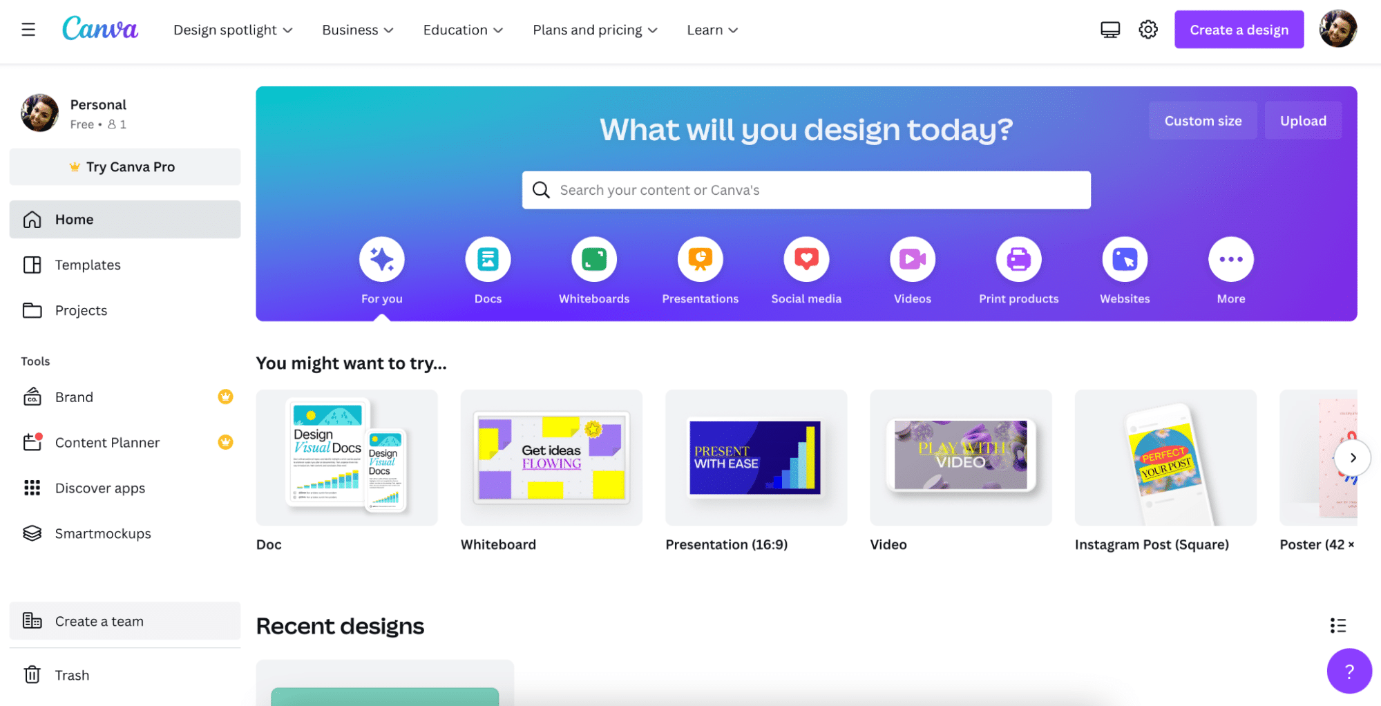 Canva dashboard