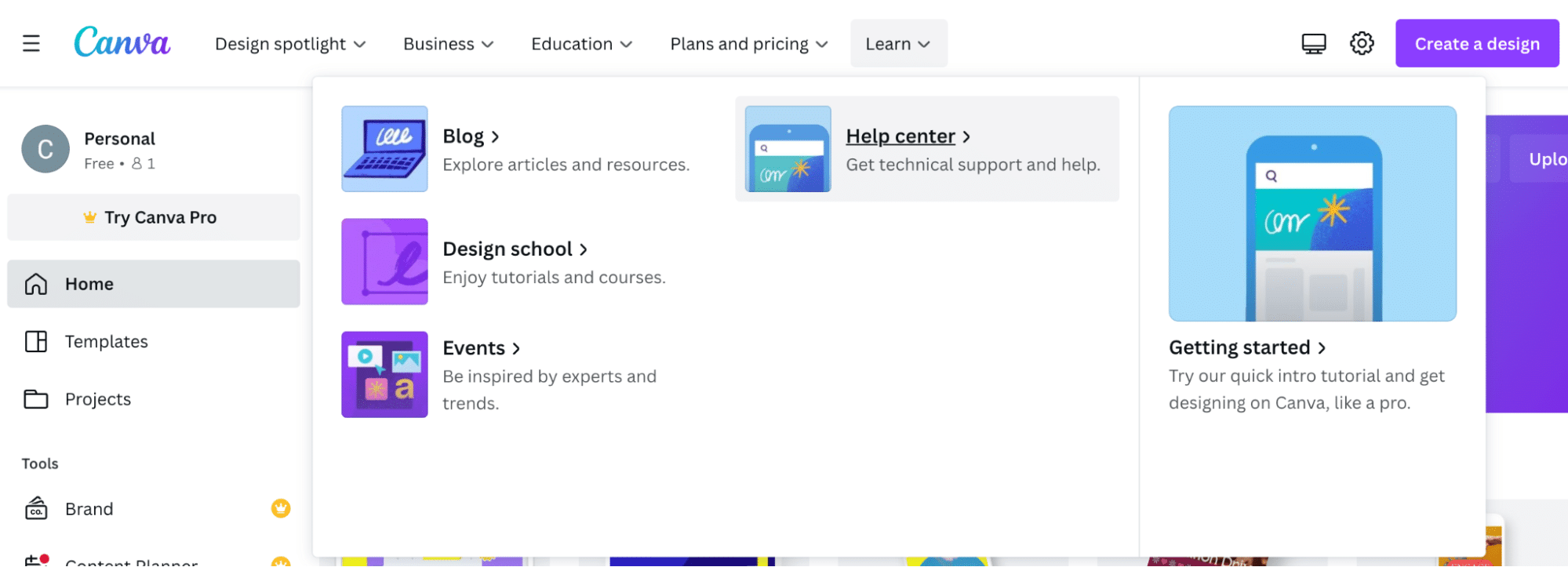 Canva help centre