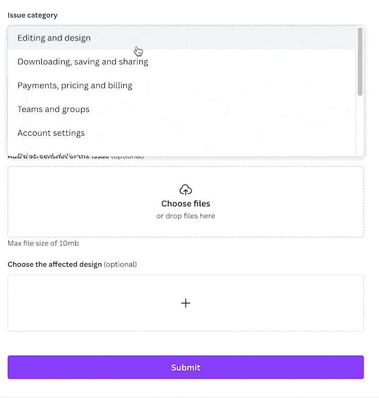 Canva support