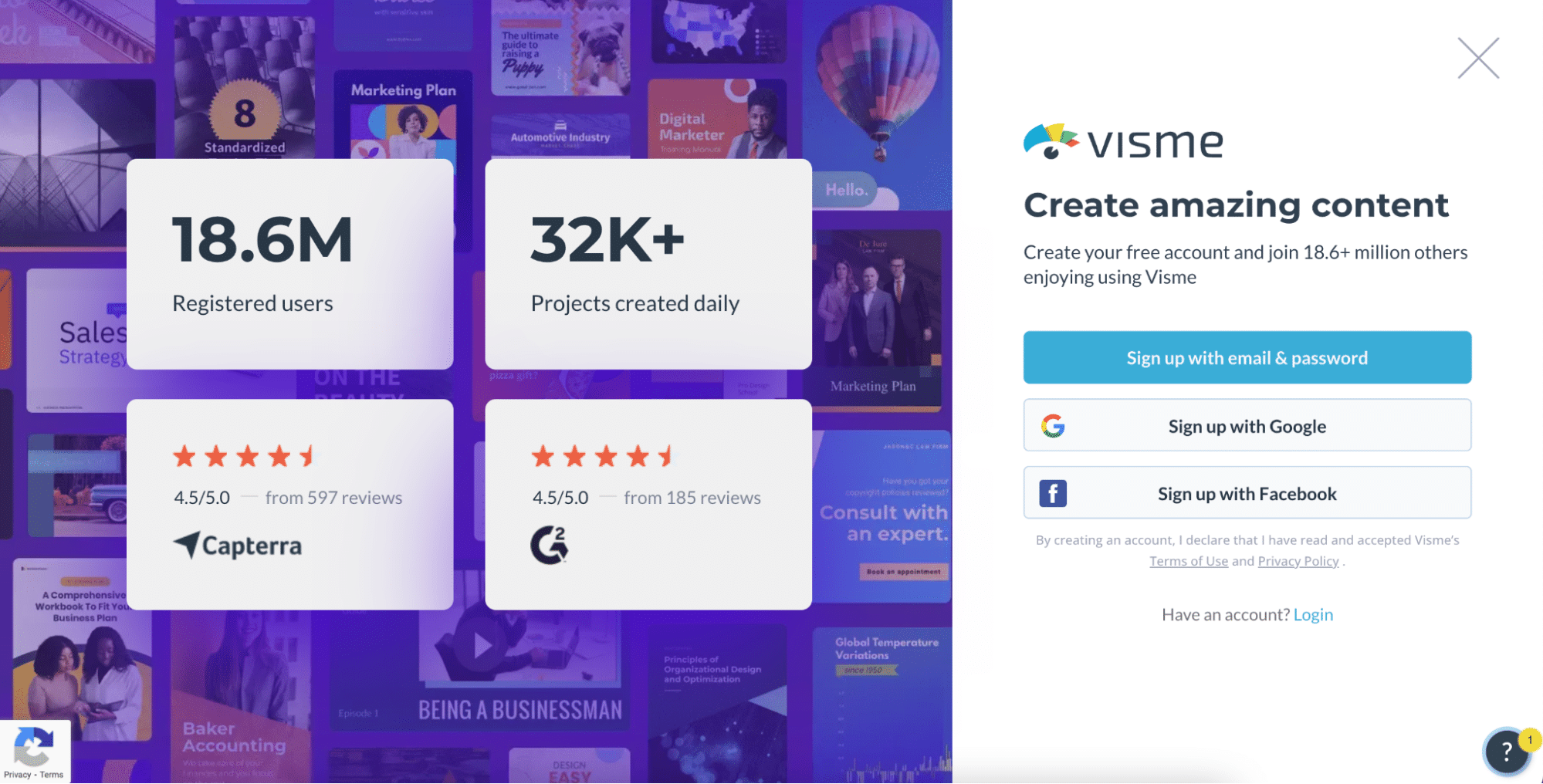 Visme login
