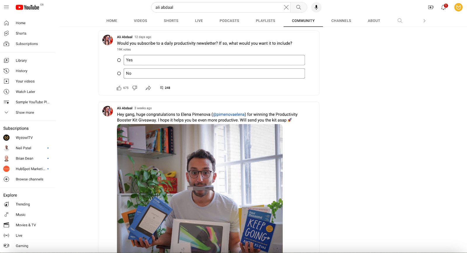Ali Abdaal YouTube